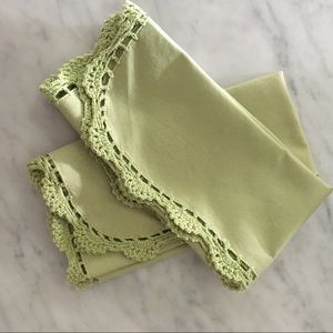 Anthropologie vintage napkins with crochet edge